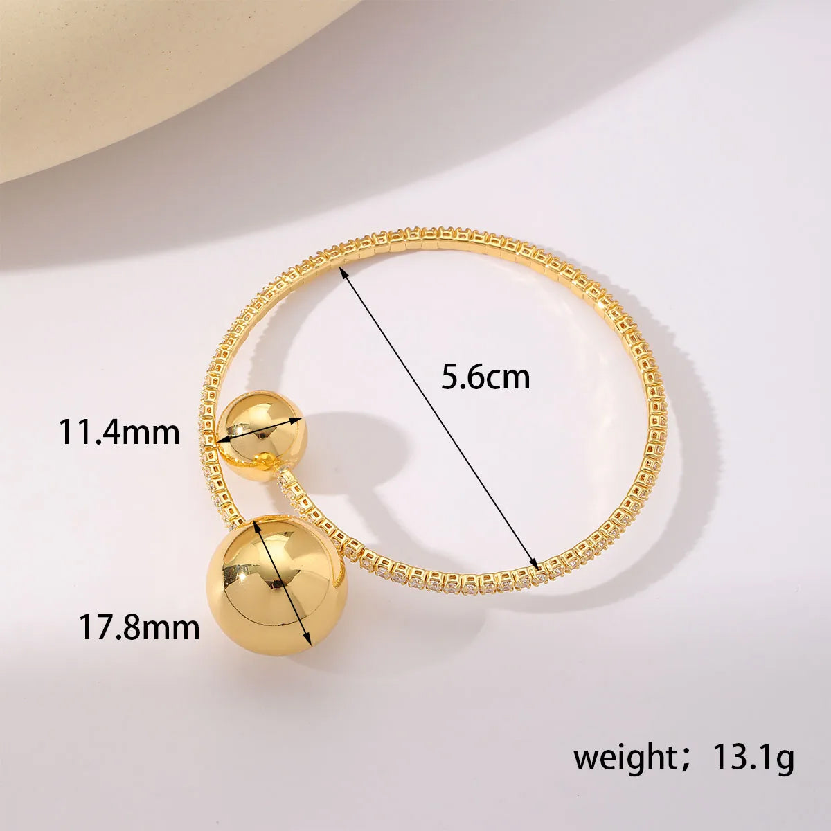 Gold Dual Ball Crystal Bangle