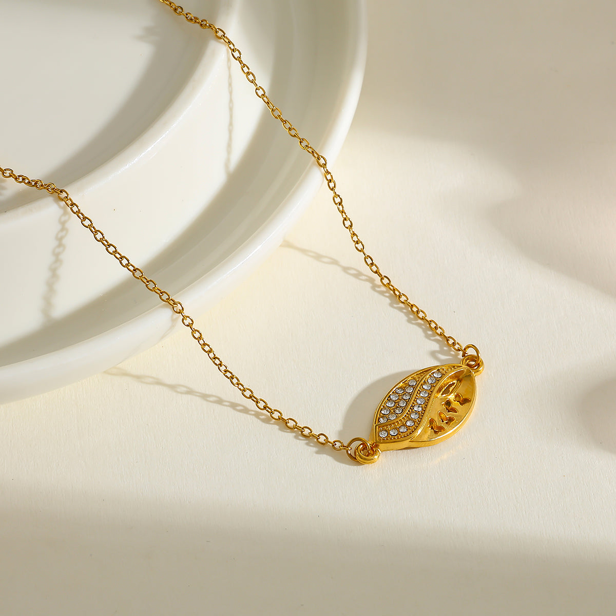 Gold Crystal Evil Eye Necklace