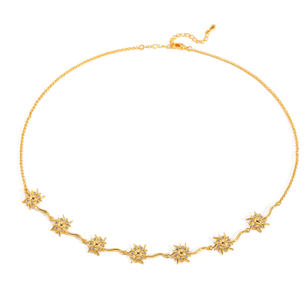 Gold Crystal Sun Station Necklace