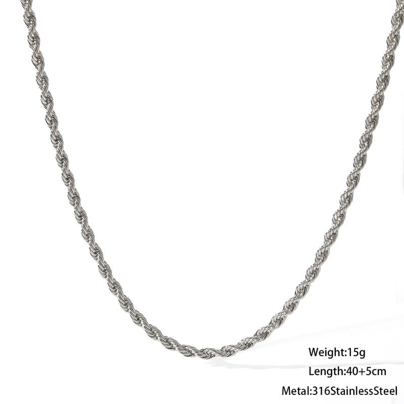 Silver Rope Chain Necklace
