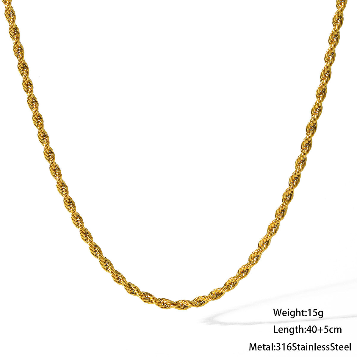 Gold Rope Chain Necklace