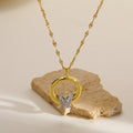 Gold Circle Butterfly Pendant Necklace