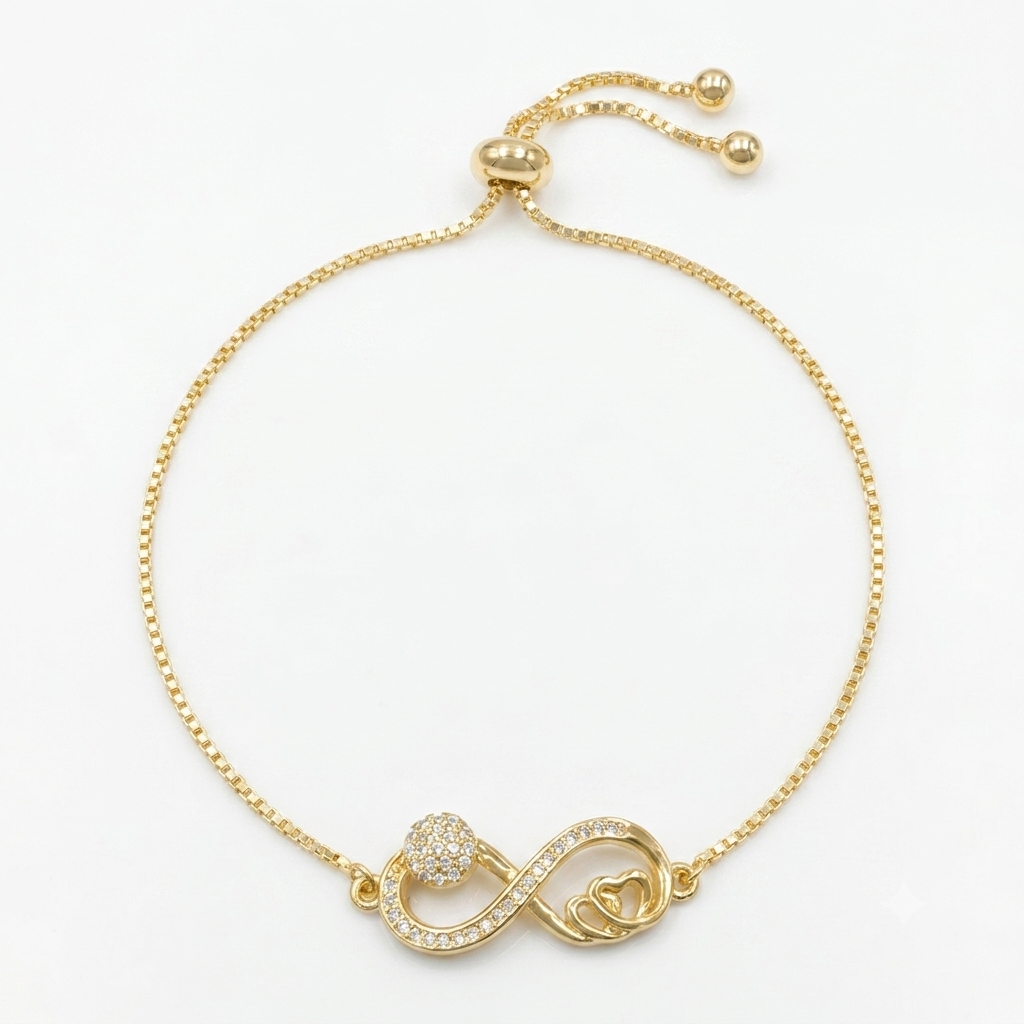 Infinity Heart Adjustable Bracelet – Gold