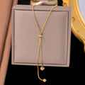 Gold Adjustable Snake Chain Lariat Necklace with Ball Drop