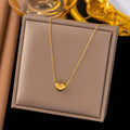 Gold Tiny Puffy Heart Pendant Necklace