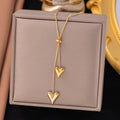 Gold Double Heart Adjustable Lariat Necklace