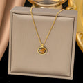 Tiger Eye Oval Pendant Necklace